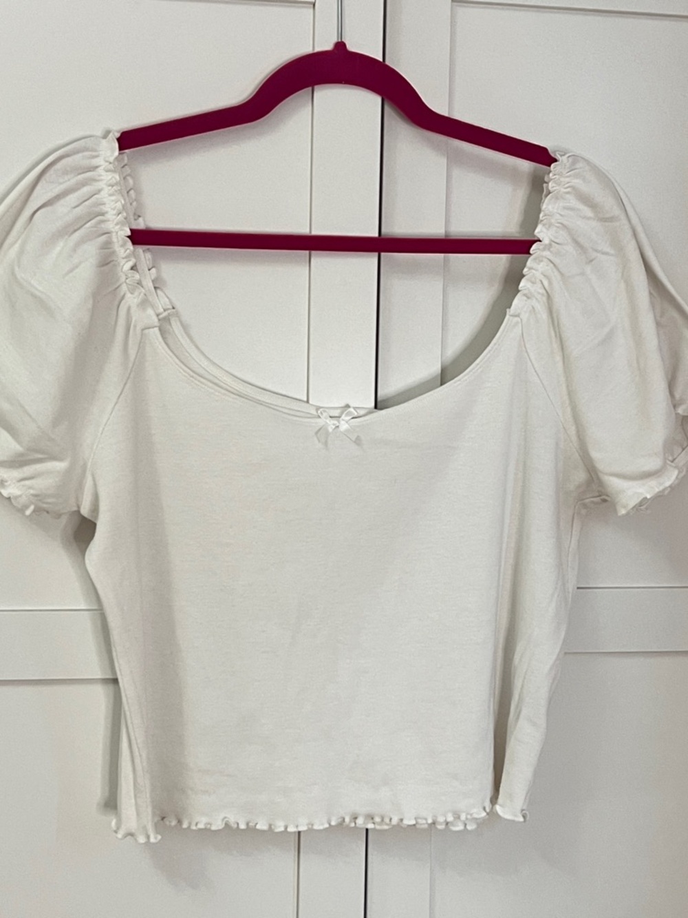 American Eagle Outfitters White Puff Sleeve Square Neck Top